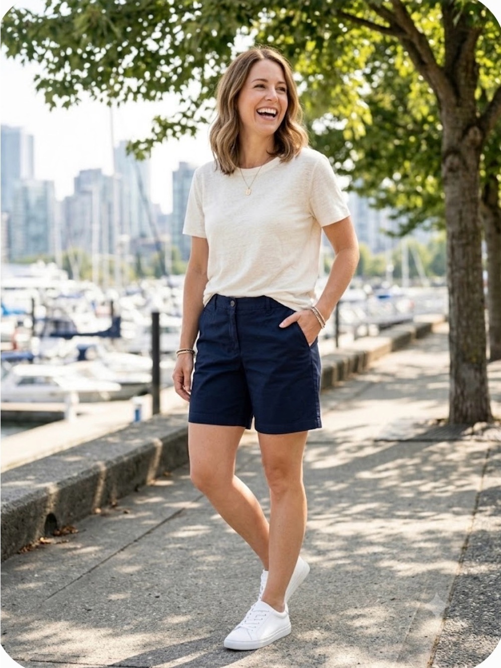 Tommy Hilfiger Navy Blue Mid-Rise Chino Shorts
